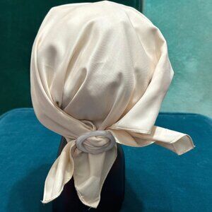 Lark & Ives Abstract Floral Sateen Scarf with Clip, 20 in x 20 in, Cream